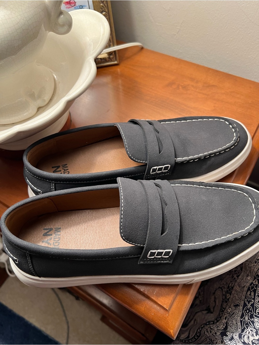 Men's Casual Penny Loafers in Charcoal Gray